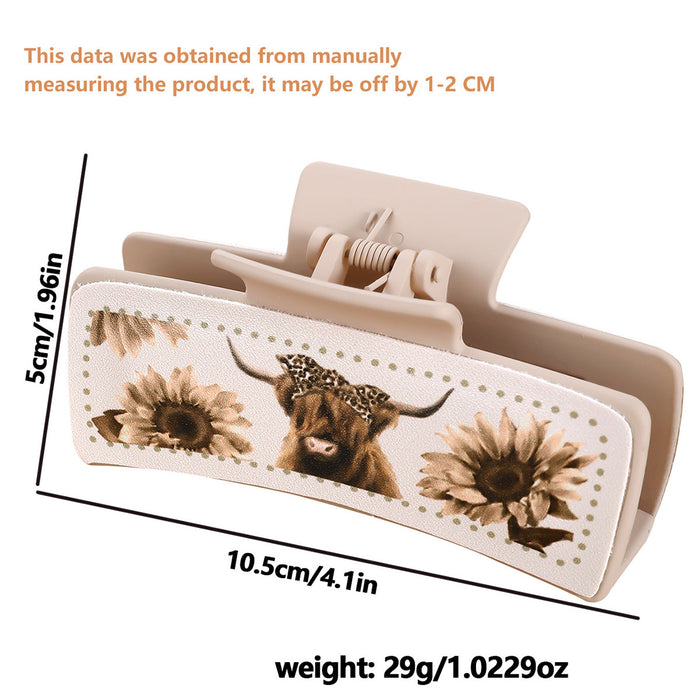 Wholesale Chrysanthemum White leather square Hair Clips