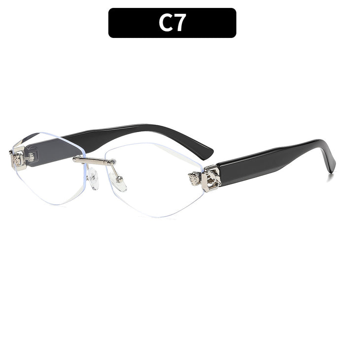 Wholesale Frameless Sunglasses Gold Frame Gray Lens UV400 Street Fashion Accessory