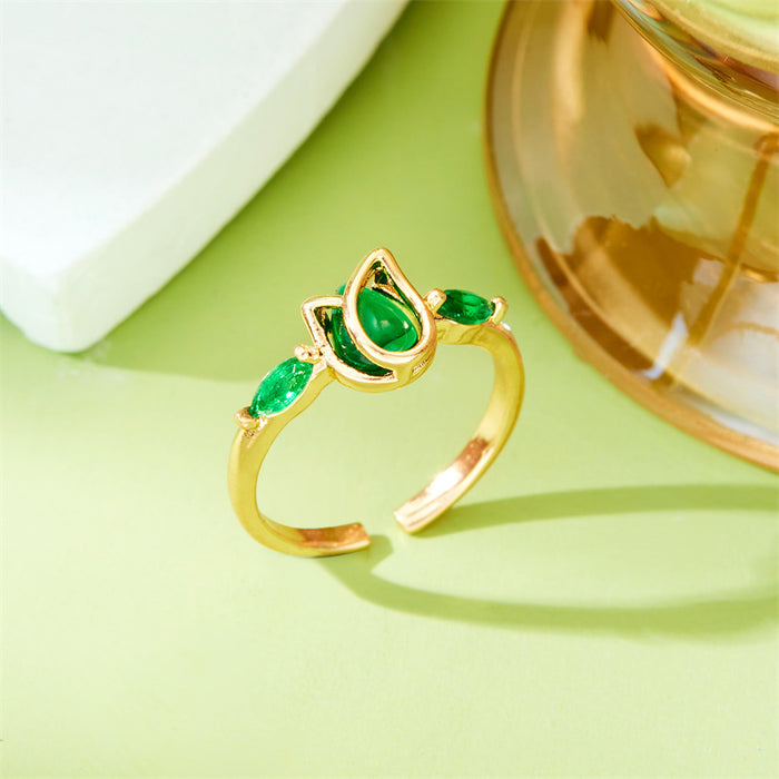 Wholesale Diamond Tulip Ring Niche  Versatile Open Adjustable Ring
