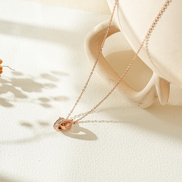 Wholesale New diamond studded D-letter necklace, light luxury, simple and fashionable, versatile titanium steel