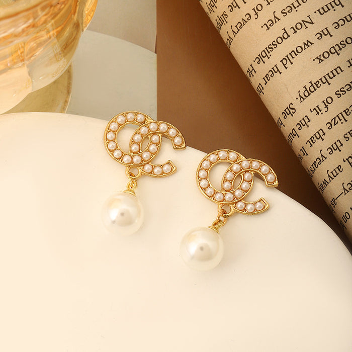 Wholesale Pearl earrings, niche design, geometric temperament, minimalist earrings