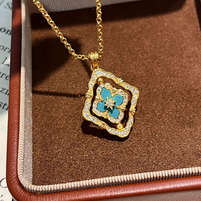 Wholesale Rotating Four-Leaf Clover White Shell choker necklace