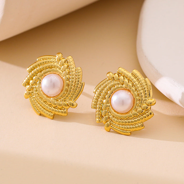 Wholesale Personalized, simple, fashionable, retro, sunflower titanium steel earrings, versatile earrings