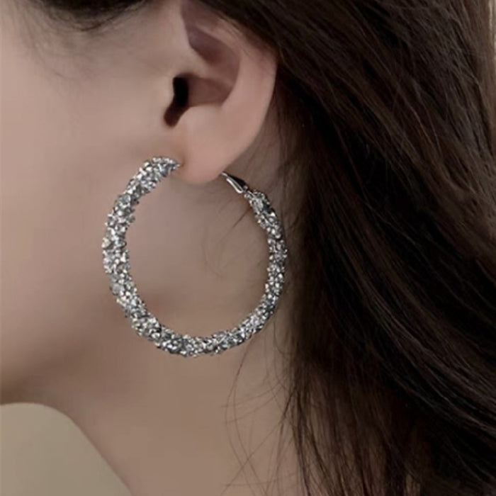 Wholesale Earrings with a high-end feel, full of diamonds, fashionable temperament, circular rings, earrings, pendants, and earrings
