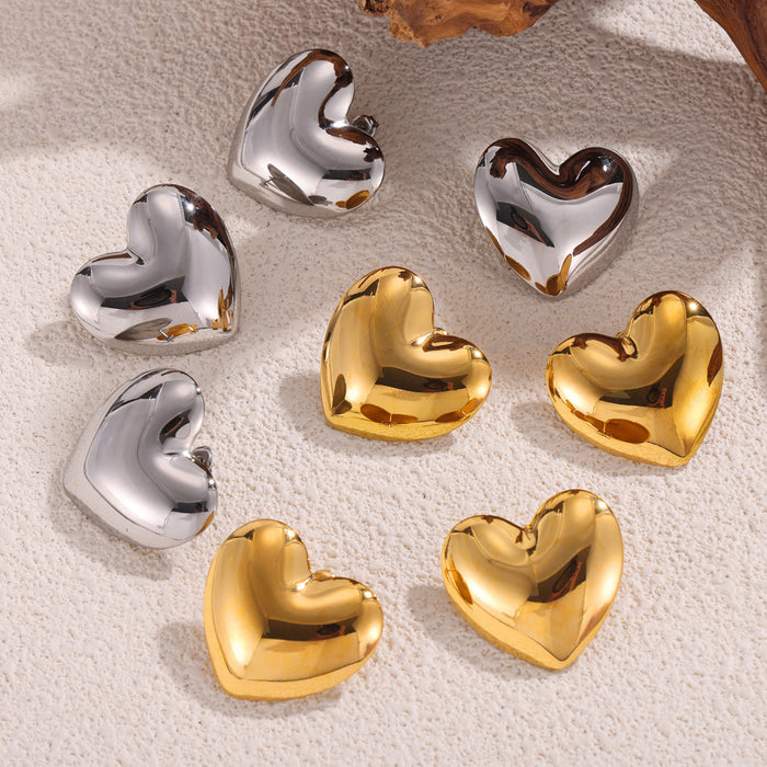 Wholesale Heart Shape Titanium Steel Gold Plated Earrings JDC-ES-MiLi003