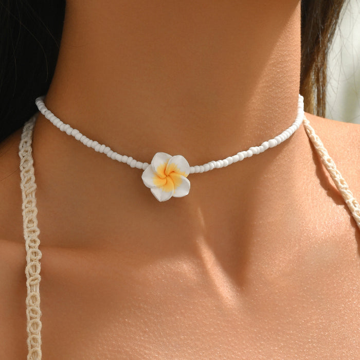 Wholesale Handmade Soft Clay Egg Flower Shell Jewelry Set Pink Beach Style Fashion Accessory