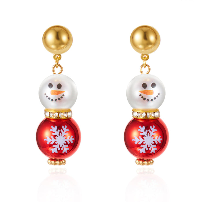 Wholesale Cute and versatile Christmas snowman earrings
