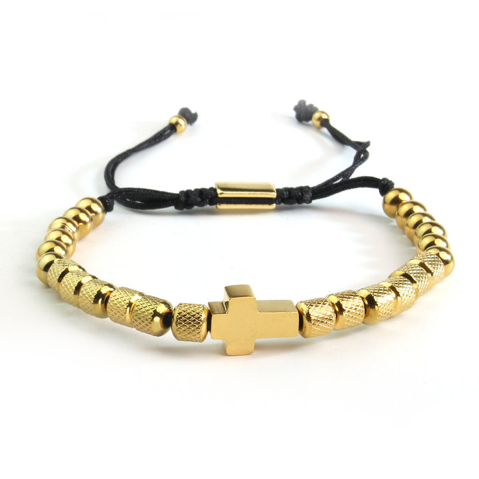 Wholesale Stainless Steel Gold Plated Cross Bracelet JDC-BT-HongM001