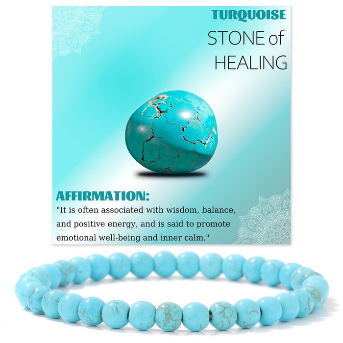 Wholesale 6mm stone bead bracelet with elastic cord card packaging