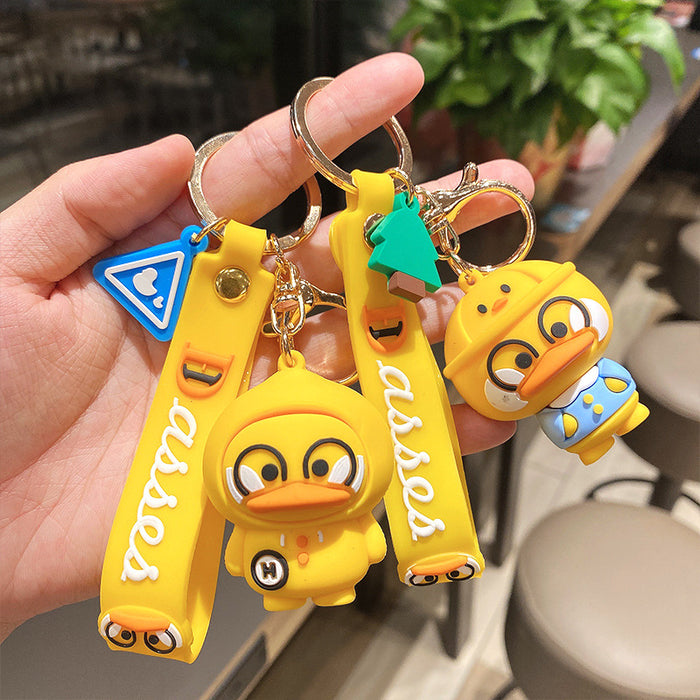 Wholesale Cartoon Burger Duck Silicone Keychain JDC-KC-LeZi003