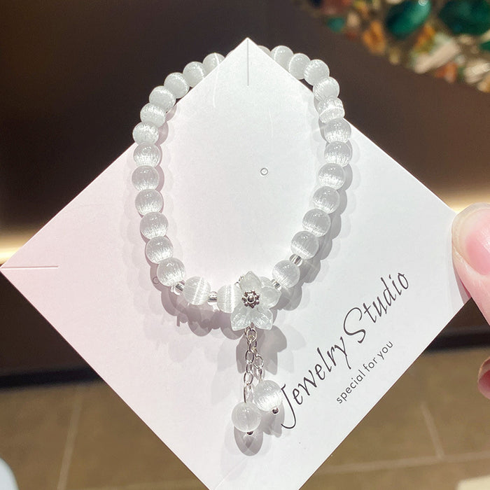 Wholesale Glass Cat Eye Flower Bracelet - Women' s Fashion Jewelry Accessory MOQ≥3