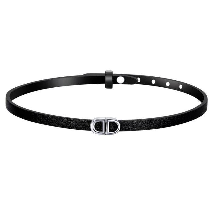 Wholesale Double D Letter Choker Necklace Black Cord Trendy Alphabet Pendant Jewelry Accessory