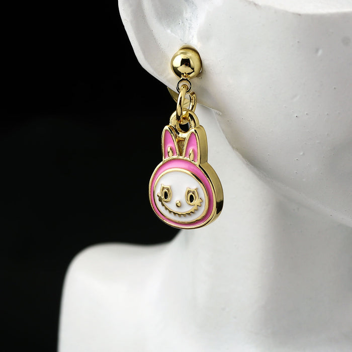 Wholesale Necklace Earrings  Cartoon Cute Metal Enamel Set Pendant Ear Pin Holiday Gift