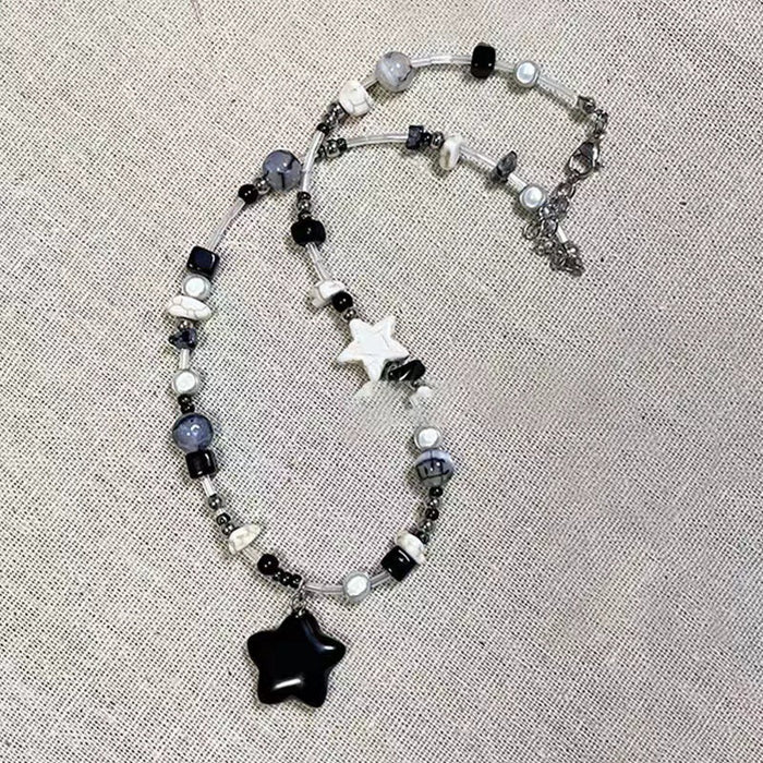 Wholesale Black star beaded necklace for women