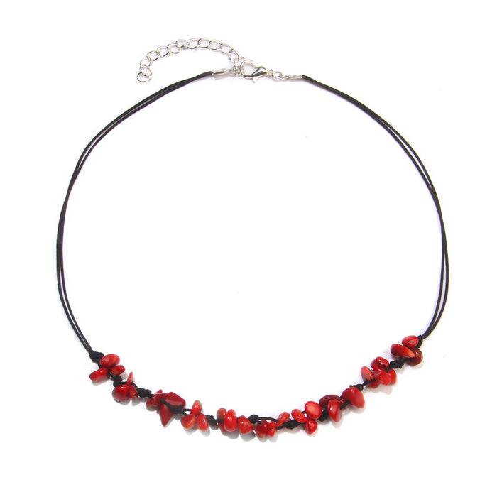 Wholesale Irregular gemstone necklace with turquoise pendant sweater chain