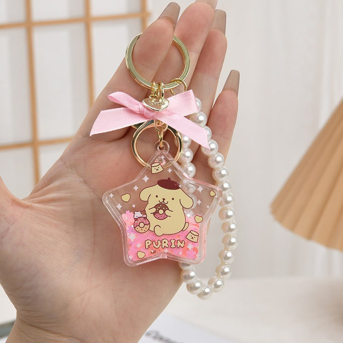 Wholesale Acrylic Keychain Pentagram Oil-Filled Keyring