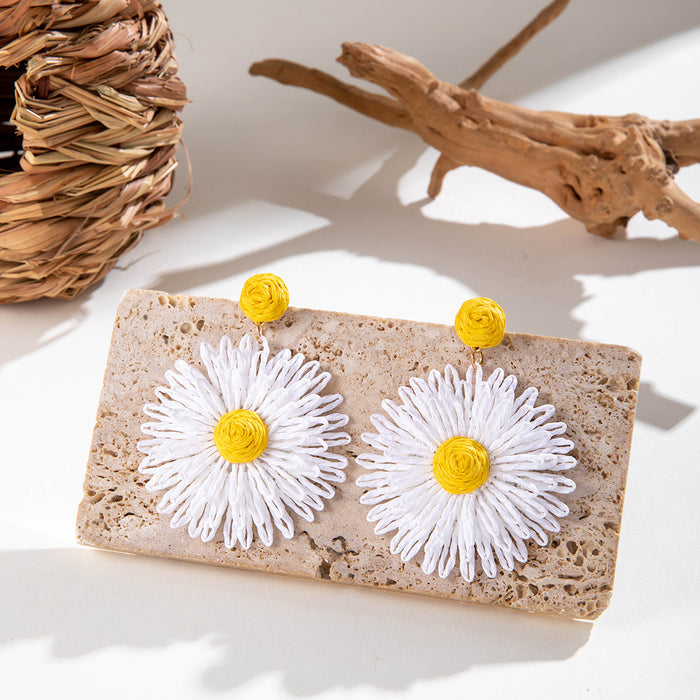 Wholesale Weaving flower earrings for vacation style earrings