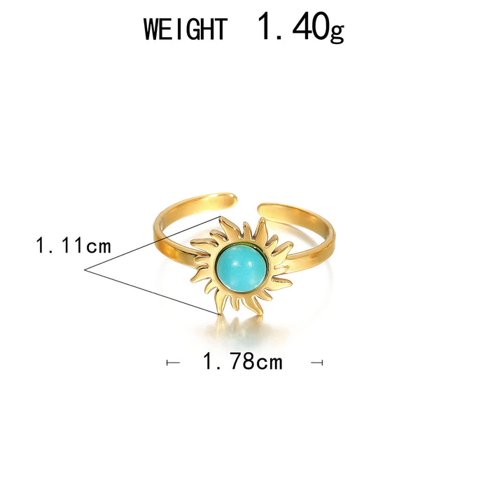 Wholesale Stainless Steel Open-Band Turquoise Rings