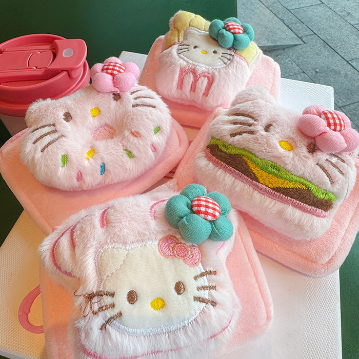 Wholesale Plush cat square pink coin purse earphones bag pendant key lipstick bag coin bag