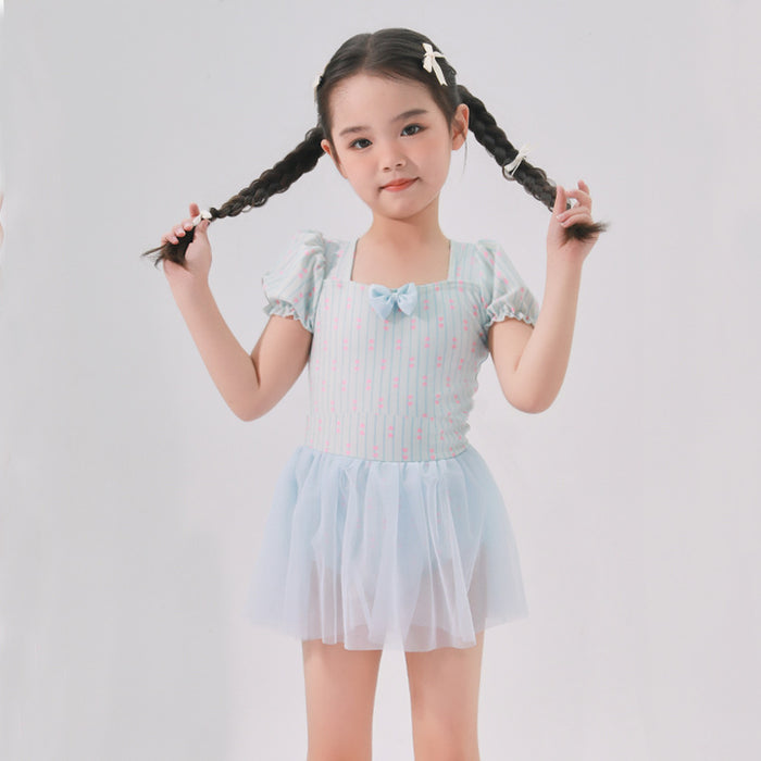 Wholesale Children's Swimsuit Girls' Children's Polyester Striped Princess Skirt Style Hot Spring Swimsuit for Little Girls