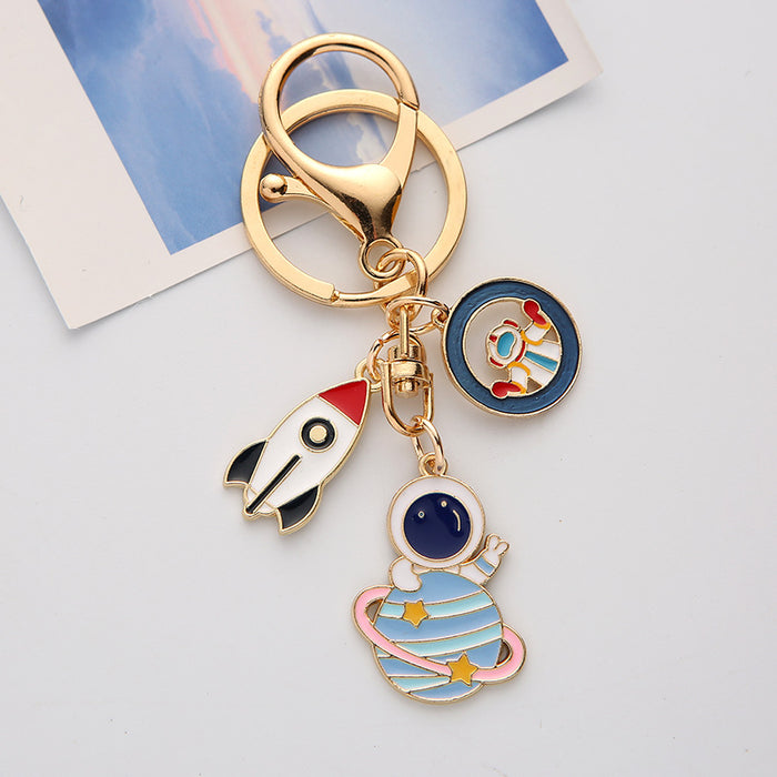 Wholesale Astronaut Metal Keychain Creative Astronaut Pendant Rocket Star Bag Pendant