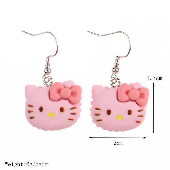 Wholesale Resin Earrings Cute Cartoon Bear Kitty Kitten (S) JDC-ES-niqing026