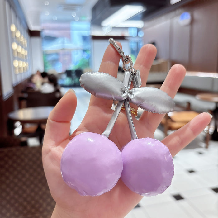 Wholesale PU cotton-filled cherry keychain