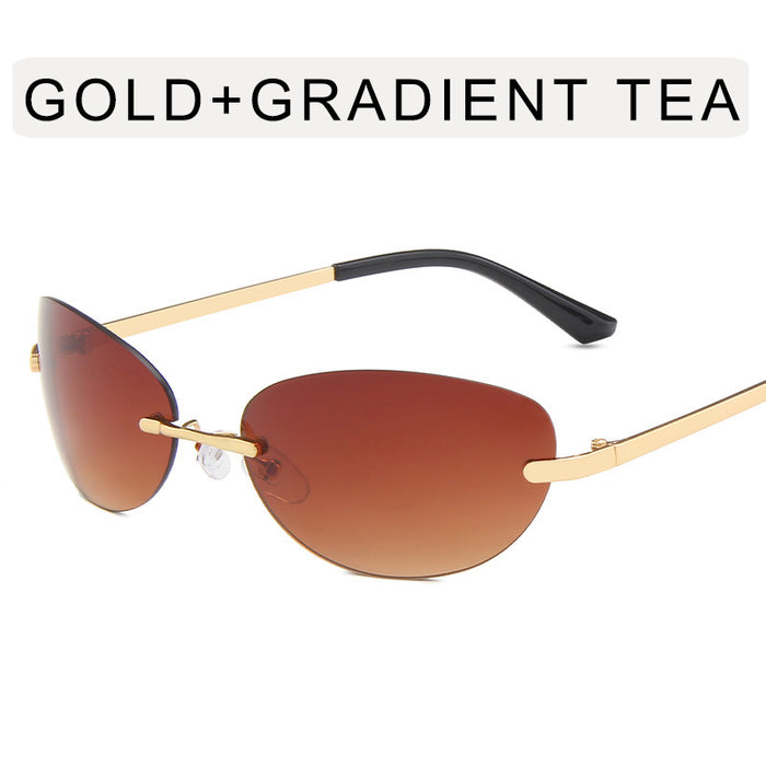 Wholesale Unframed oval sunglasses street photography sunglasses