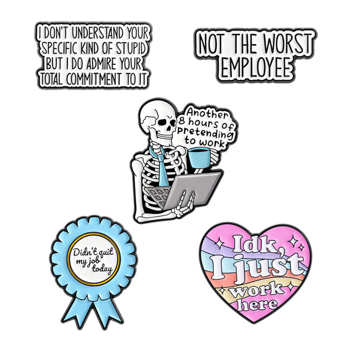 Wholesale Funny Skull Sarcastic Quote Brooch Pin For Office Worker Casual Fashion Accessory