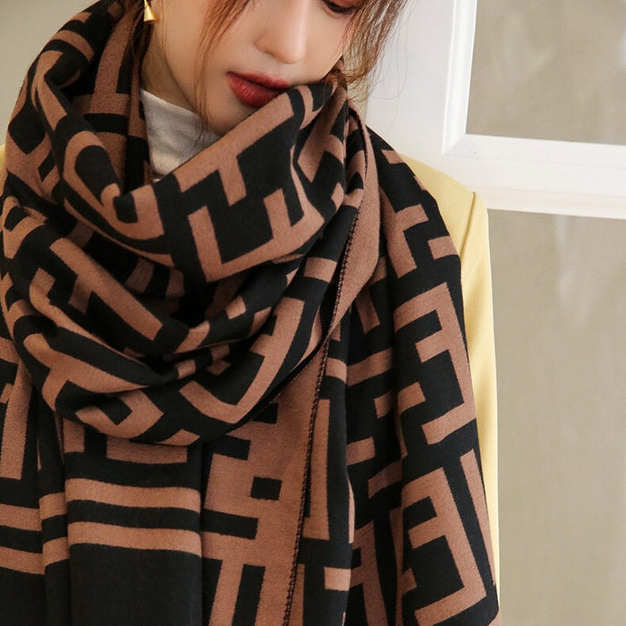 Wholesale Autumn Winter Polyester Double Sided Letter Scarf JDC-SF-Xuanx001