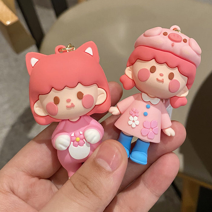 Wholesale Sakura Girl Silicone Keychain JDC-KC-RunX014