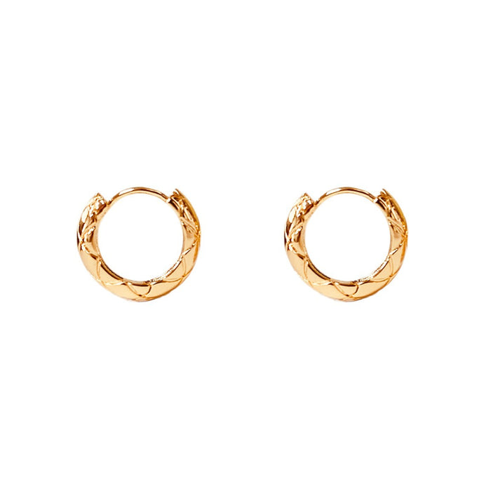 Wholesale Copper plated 18K gold rhombus pattern hoop earrings