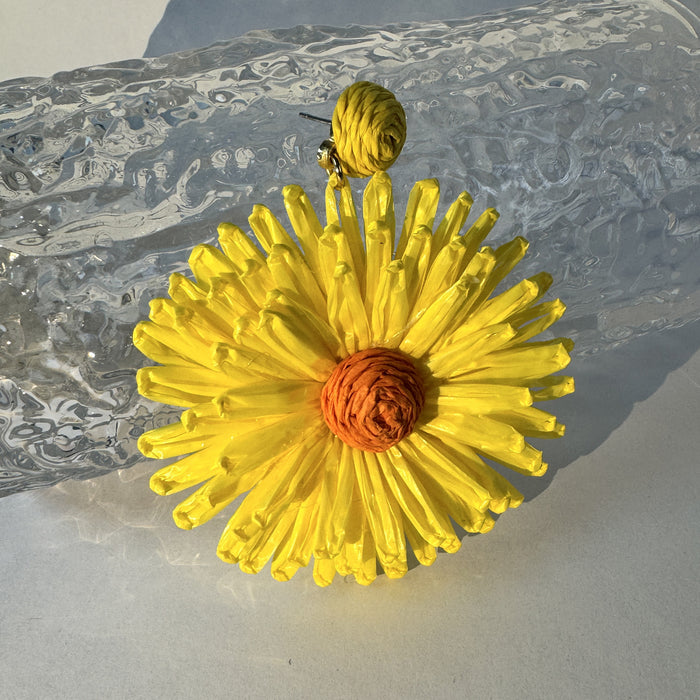 Wholesale Raffia Flower Earrings Summer Beach Style Fashion Accessory MOQ≥2