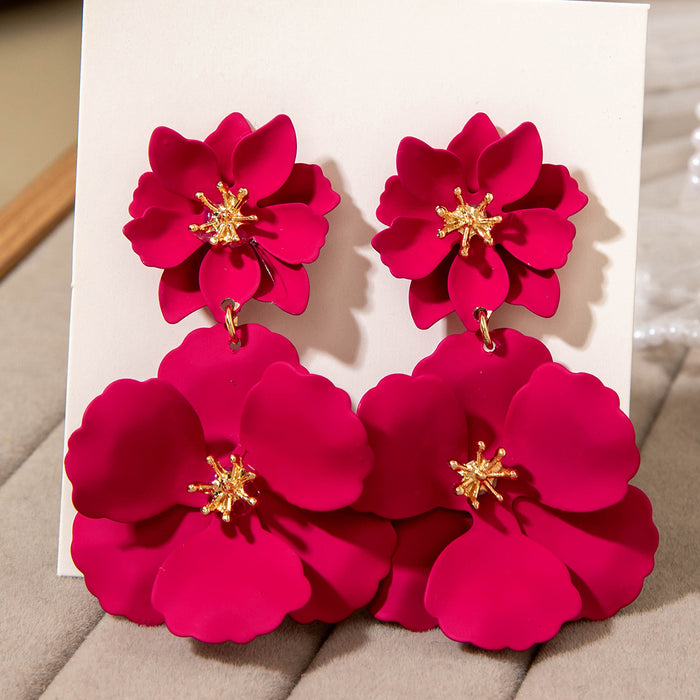 Wholesale Retro Floral Painted Earrings Iron Jewelry Multicolor Gift Boutique Resale MOQ≥5