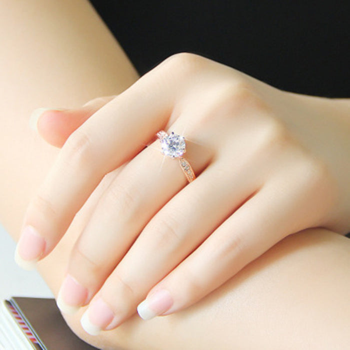 Wholesale Luxurious temperament simulation diamond ring, copper silver plated ring with open mouth, zircon single diamond movable mouth ring