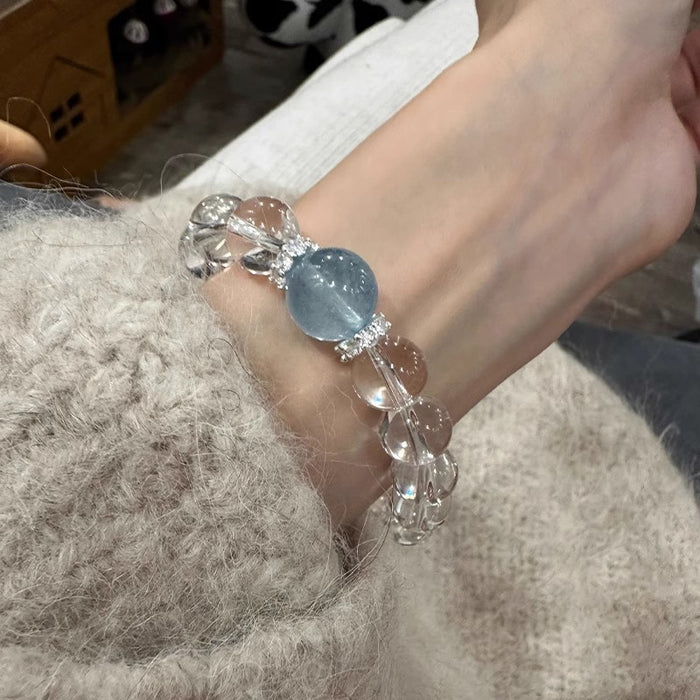 Wholesale White crystal aquamarine bracelet hand-beaded simple jewelry