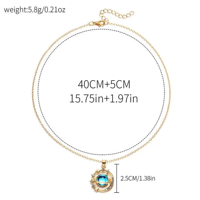 Wholesale New fashionable and niche alloy pendant with diamonds, star and moon necklace