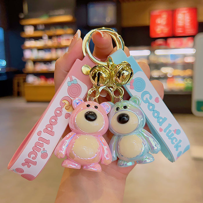 Wholesale Electroplating Creative Cartoon Cute Bear Acrylic Keychain JDC-KC-YD088