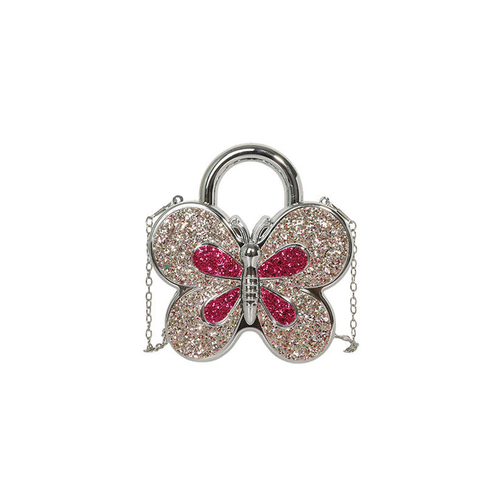 Wholesale Acrylic Butterfly Rhinestone Chain Shoulder Bag Silver Red Fashion Accessory for Resale