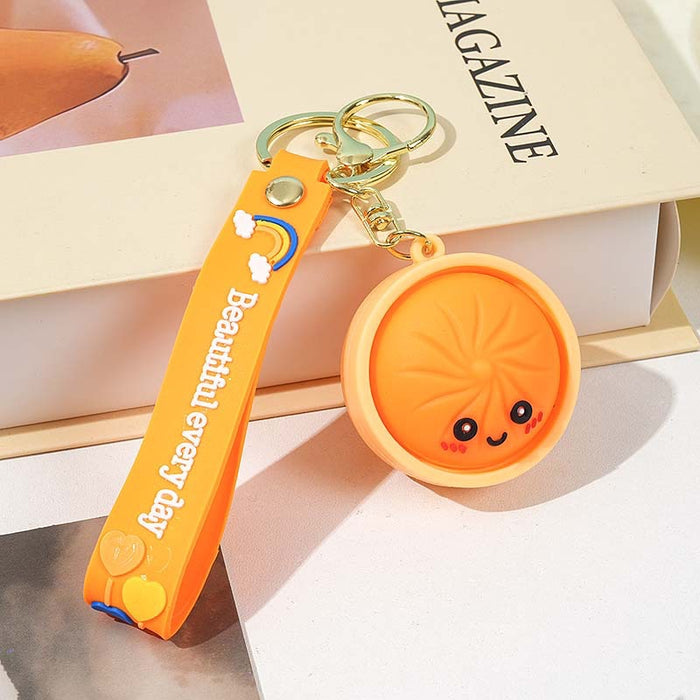 Wholesale Cartoon Steamed Bun Squeeze Toy Keychain - Soft Glue Stress Relief Pendant MOQ≥2