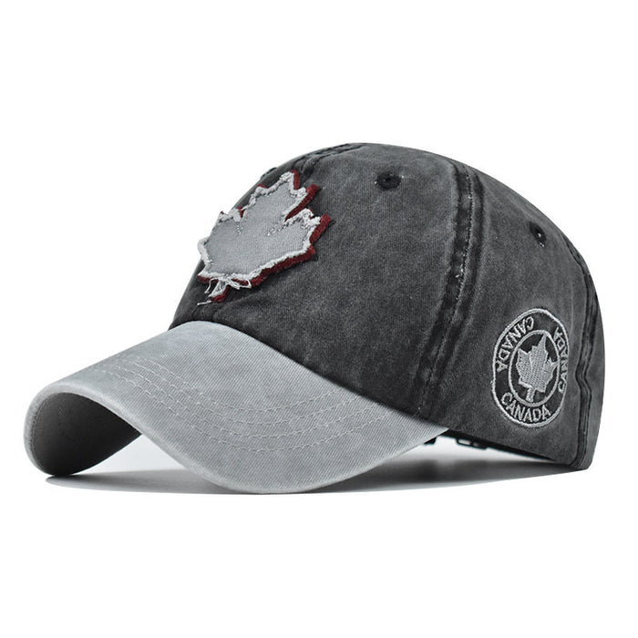 Wholesale Maple Leaf Embroidered Washed Vintage Baseball Cap