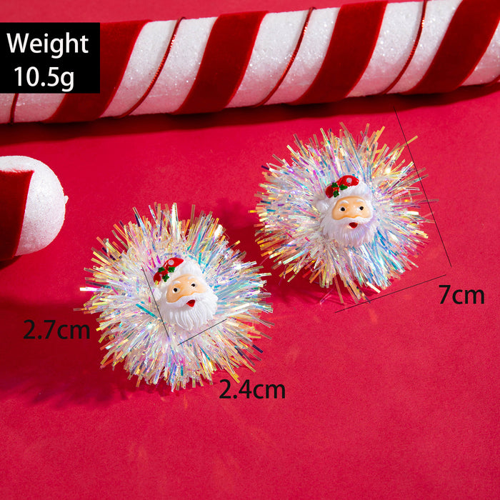 Wholesale Christmas Santa Earrings Alloy Ribbon Pom Pom Party Jewelry Accessory MOQ≥2