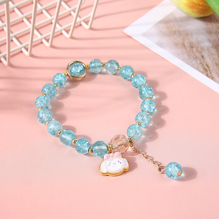 Wholesale Crystal bead bracelet cartoon pendant bracelet cute colored glass bracelet
