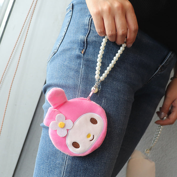 Wholesale Cute Cartoon Plush Dog Paw Coin Purse Pearl Bead Zipper Wallet With Keychain Multifunctional Card Holder Pouch Casual Party Gift