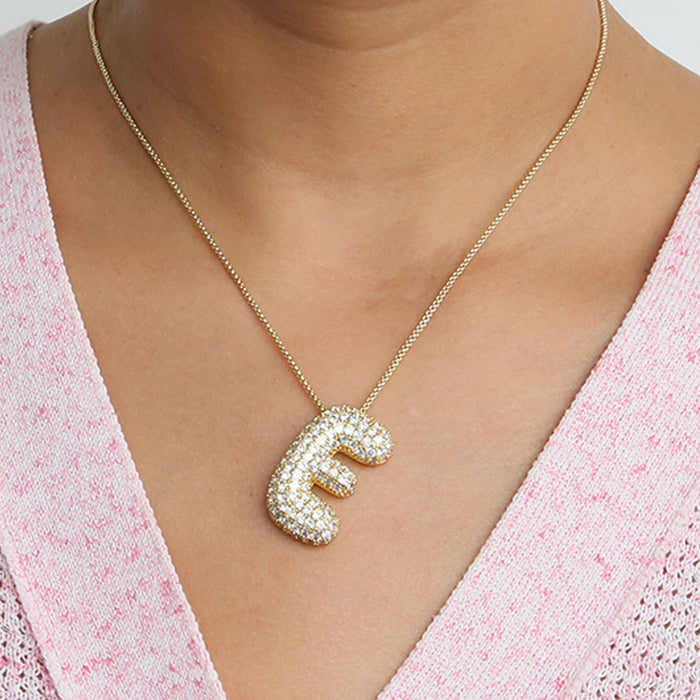 Wholesale Brass Zircon Balloon 26 English Letters Necklace JDC-NE-BaiYi001