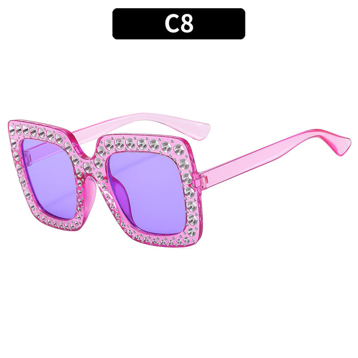 Wholesale Square Rhinestone Disco Sunglasses