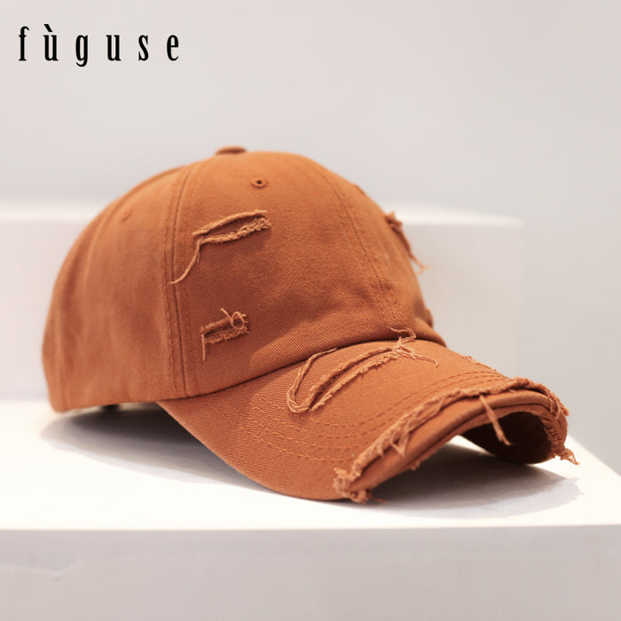 Wholesale Retro style, personalized, vintage, perforated baseball cap, versatile, soft top, curved brim, sun shading duckbill cap for women