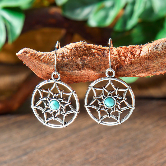 Wholesale 2pcs geometric metal turquoise bohemian earrings