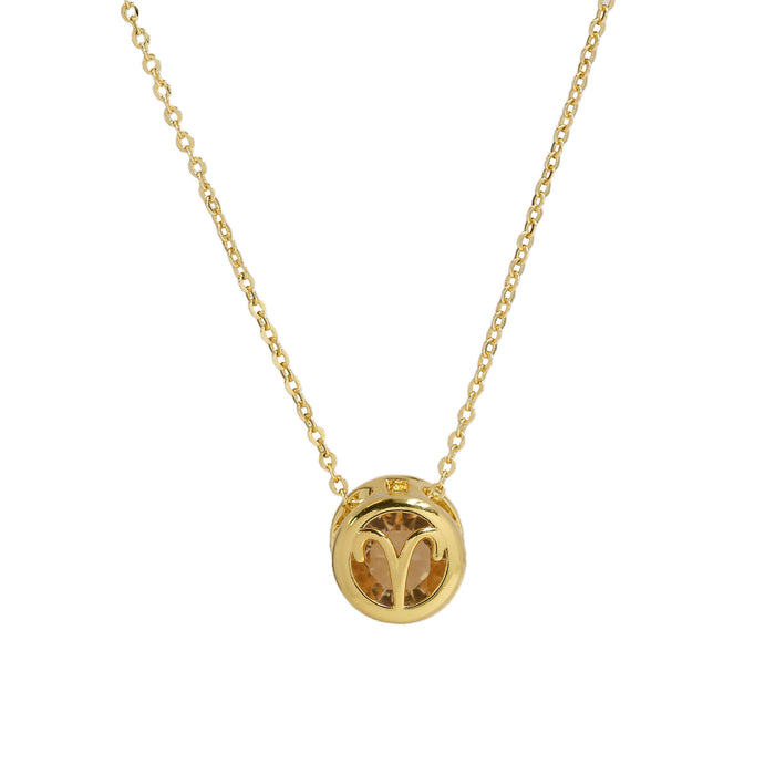 Wholesale   Brass Double-sided Round Hollow December Color Zirconium birthstone Twelve Constellation Pendant Necklace