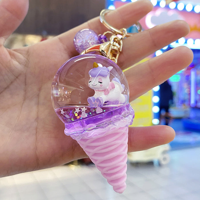 Wholesale Pendant Ice Cream Crystal Ball Quicksand Keychain